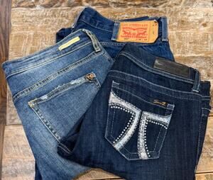 Levis 501 Pilcro Seven7 Womens Jeans 3 Pair Denim Lot #18